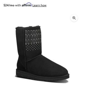 UGG Classic short bling boots black size 5 youth fits 6 1/2 women’s